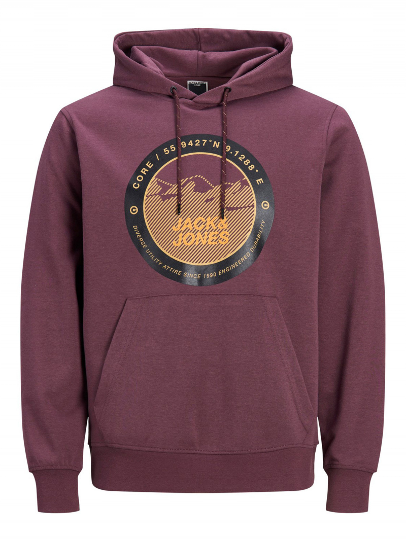 Dessuadora d'home amb caputxa Jack&Jones, model 12192931, granat - 2 - La Casa Dels Pantalons