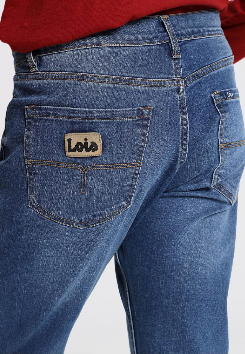 Pantalones vaqueros de hombre Lois Robin comfort slim, modelo 10191/949, lavados a la piedra - 3 - La Casa Dels Pantalons