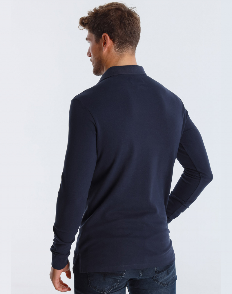 Polo piqué de hombre de manga larga Lois, modelo 13033/469, azul marino - 2 - La Casa Dels Pantalons