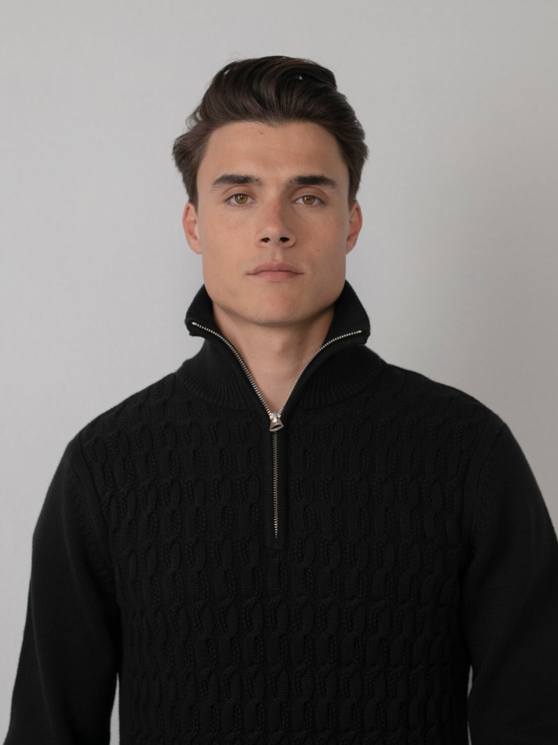 Jersei d'home de coll alt amb cremallera Petrol, model KWC263/9999, negre - 3 - La Casa Dels Pantalons