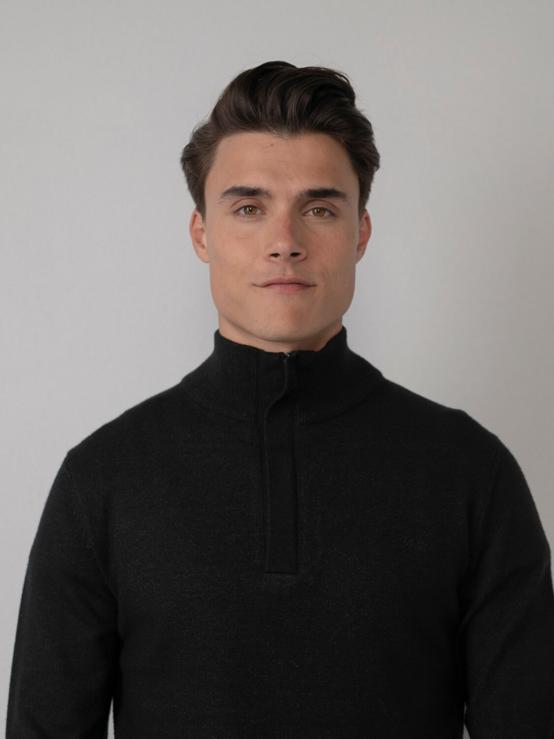 Jersei d'home de coll alt amb cremallera Petrol, model KWC268/9999, negre - 3 - La Casa Dels Pantalons