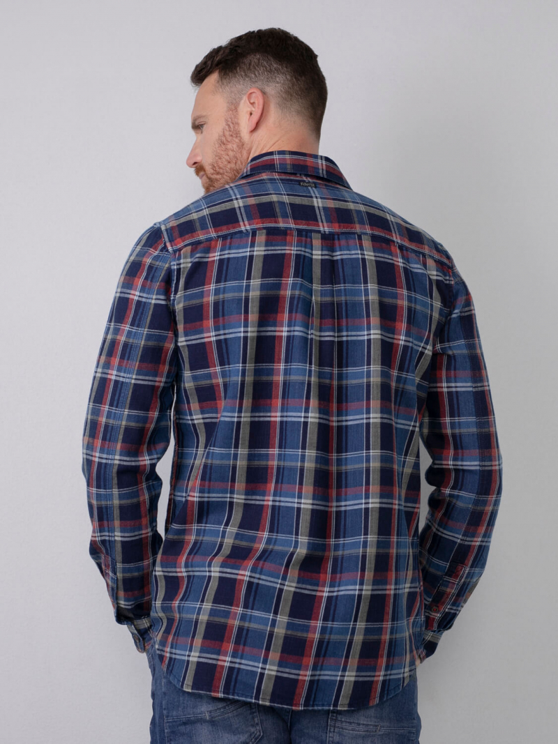 Camisa d'home de màniga llarga Petrol, model SIL4210/3154, de quadres blaus i vermells - 2 - La Casa Dels Pantalons