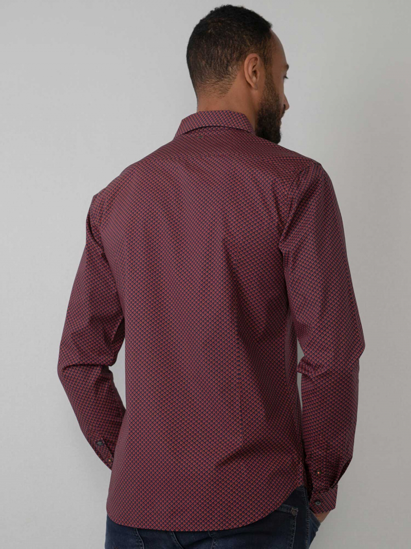 Camisa de hombre de manga larga Petrol, modelo SIL413/3151, burdeos - 2 - La Casa Dels Pantalons