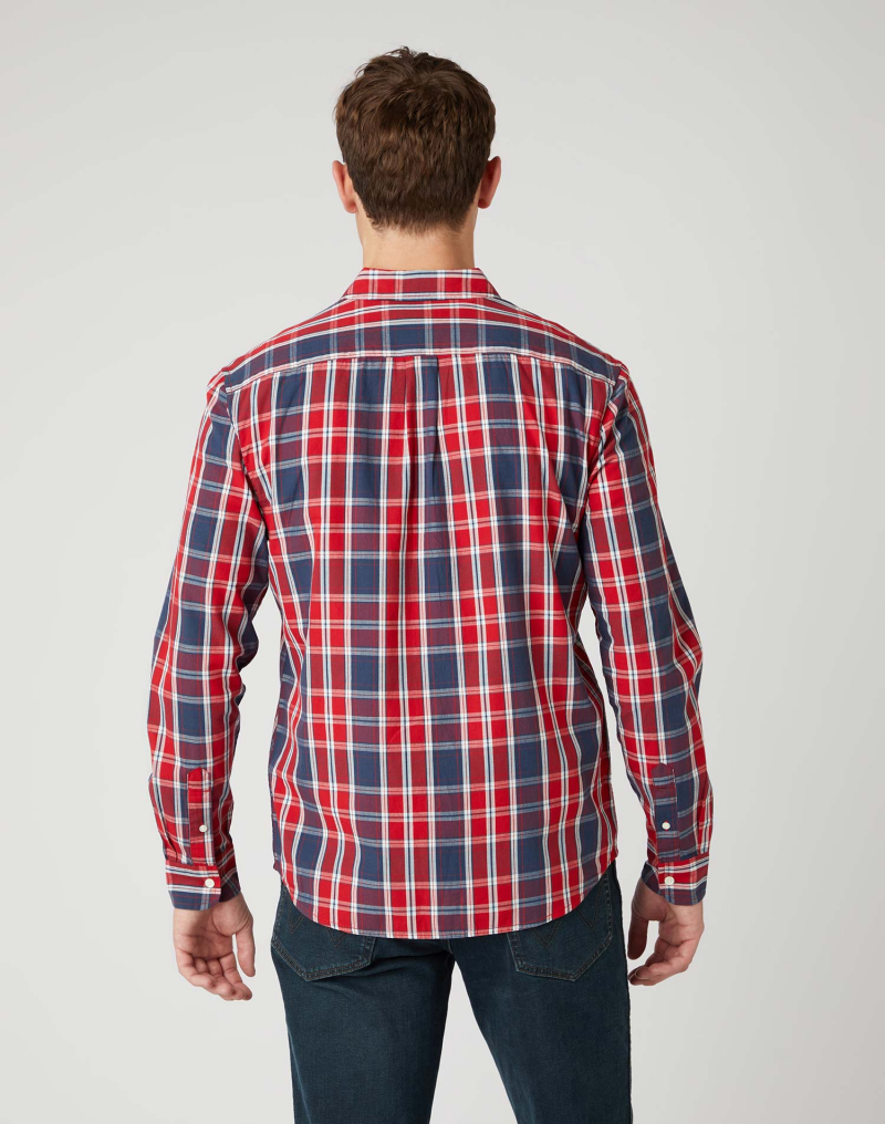 Camisa de hombre de manga larga Wrangler, modelo W5A14MXCJ, de cuadros rojos - 2 - La Casa Dels Pantalons