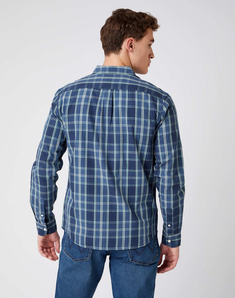 Camisa d'home de màniga llarga Wrangler, model W5A14MXTG, de quadres blaus - 3 - La Casa Dels Pantalons