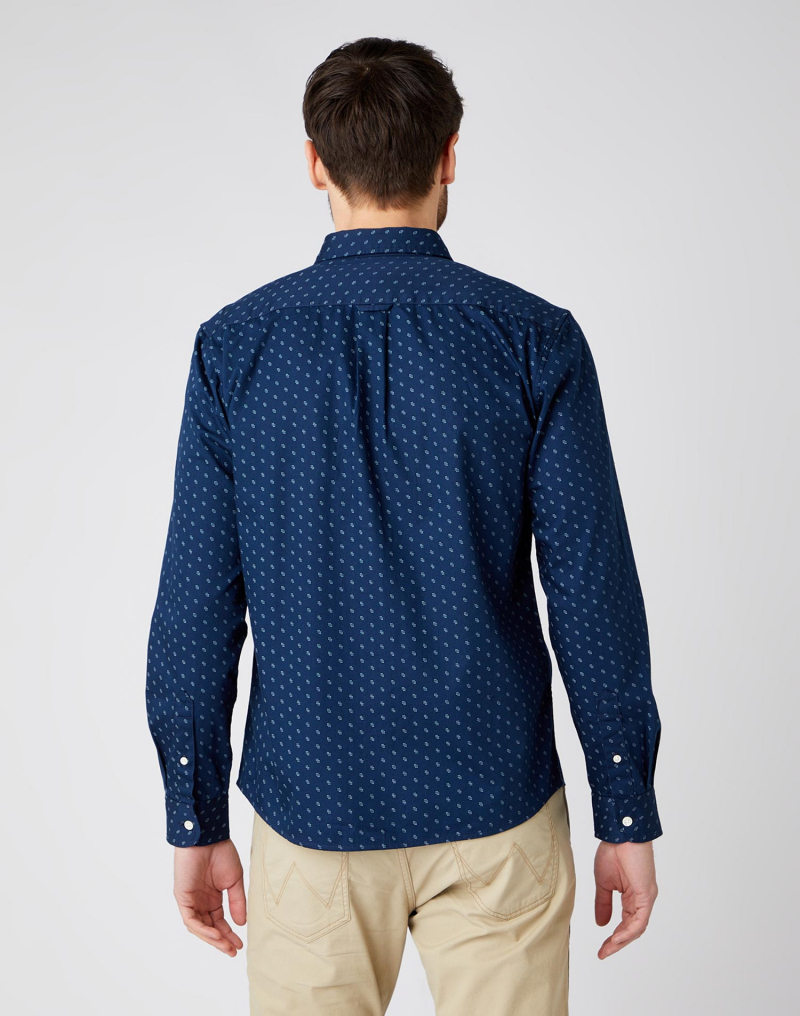 Camisa d'home de màniga llarga Wrangler, model W5A39S114, blau marí - 2 - La Casa Dels Pantalons