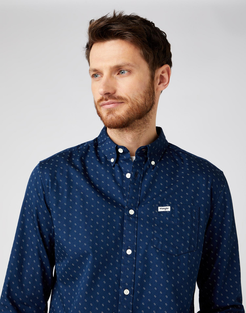 Camisa d'home de màniga llarga Wrangler, model W5A39S114, blau marí - 3 - La Casa Dels Pantalons