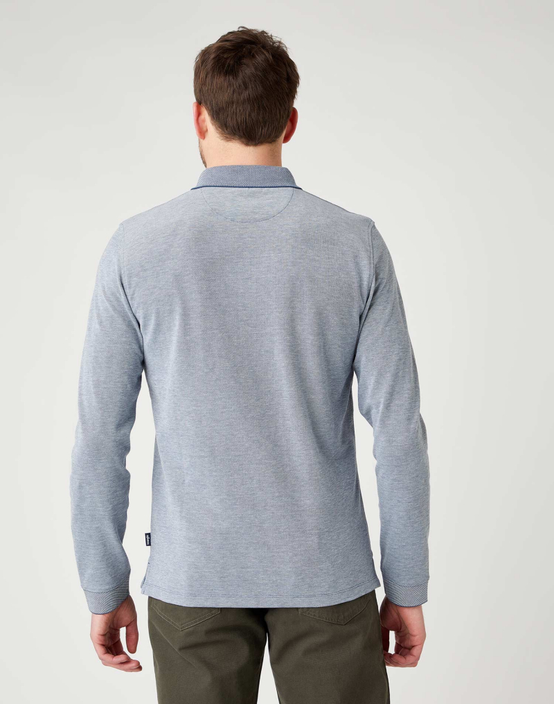 Polo d'home de màniga llarga Wrangler, model W7F9KHXTG, blau - 3 - La Casa Dels Pantalons