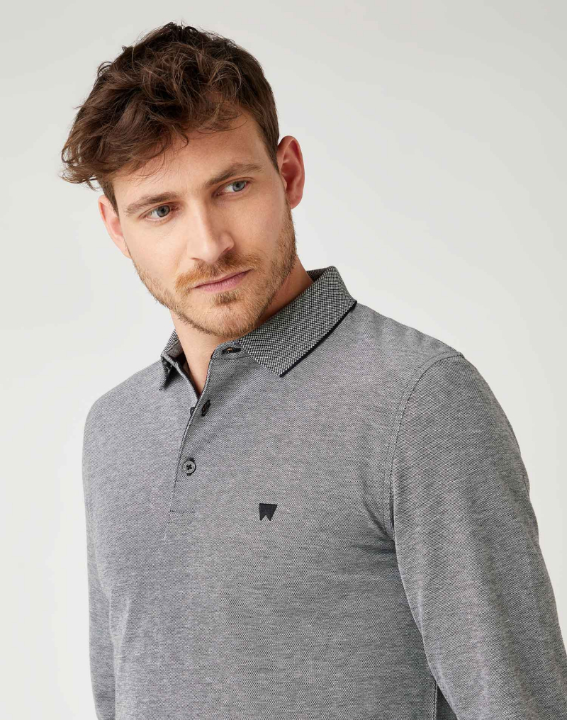 Polo de hombre de manga larga Wrangler, modelo W7F9KHXW5, gris - 3 - La Casa Dels Pantalons