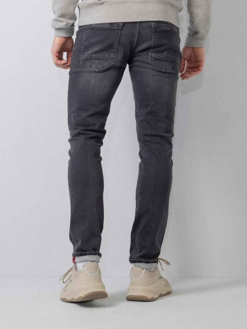 Pantalons texans tipus jogger d'home Petrol Jackson slim, model 9705, de texà negre rentat - 2 - La Casa Dels Pantalons