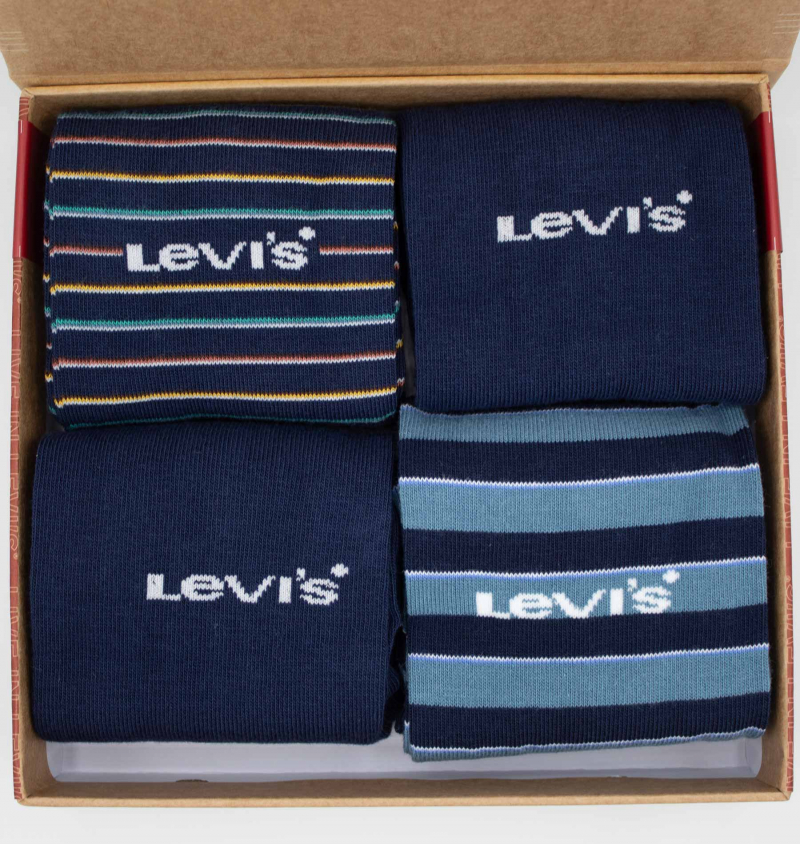Caixa de regal de 4 mitjons Levi's, model 701213136001, de diferents colors en blau - 3 - La Casa Dels Pantalons