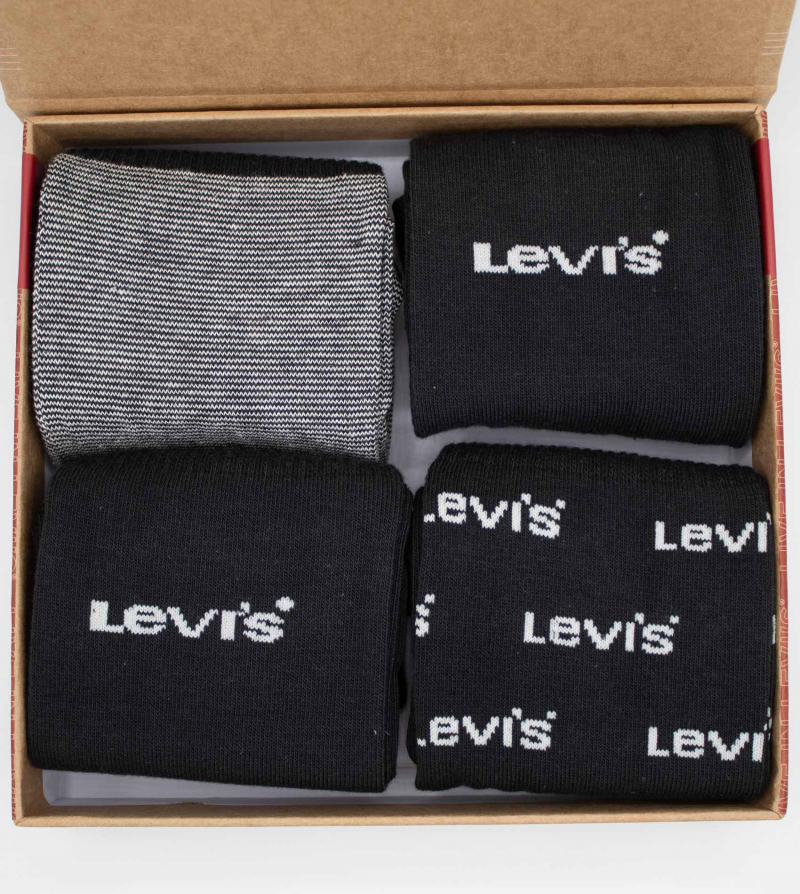 Caja de regalo de 4 calcetines Levi's, modelo 701203946001, de diferentes colores en negro - 2 - La Casa Dels Pantalons