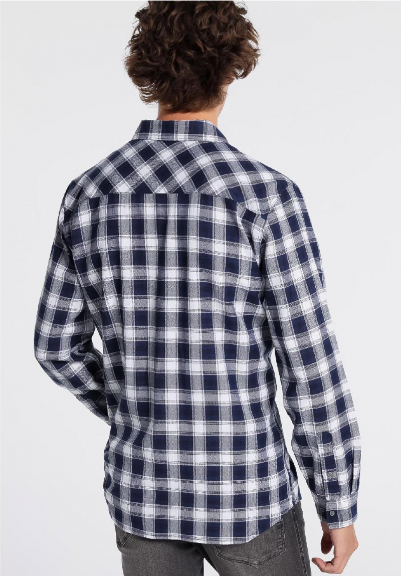 Camisa de hombre de manga larga Lois, modelo 14470/111, de cuadros azul marino - 3 - La Casa Dels Pantalons