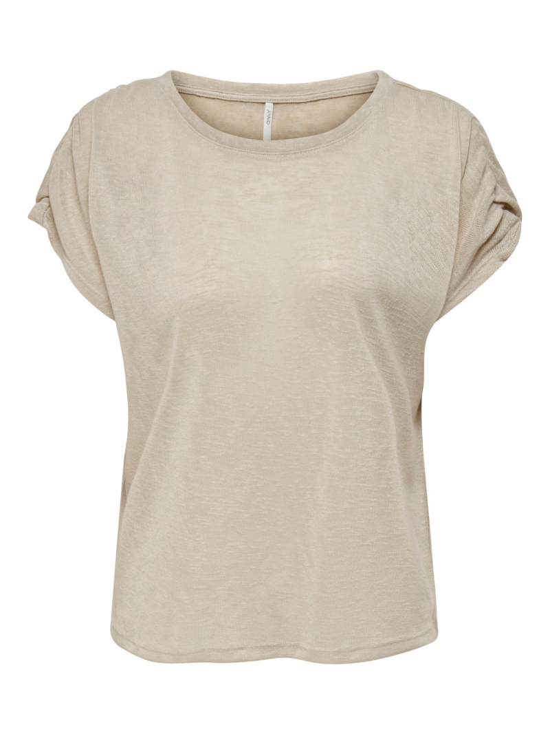 Camiseta de mujer Only Lula, modelo 15224830, beige claro - 2 - La Casa Dels Pantalons