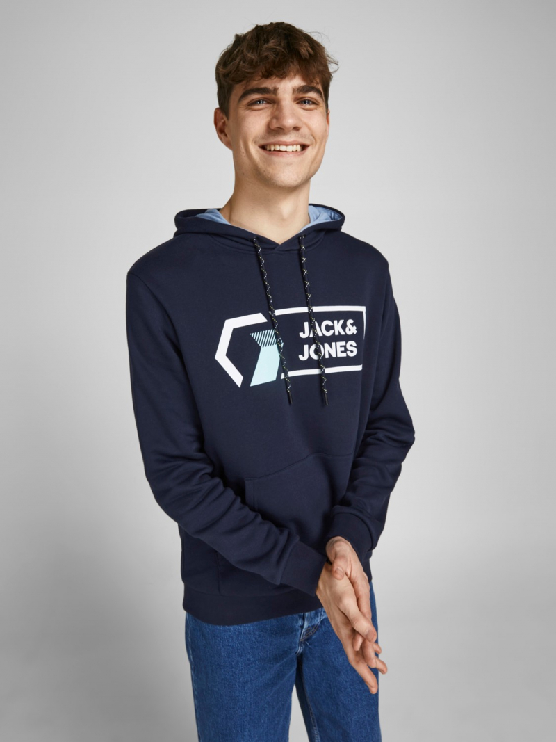 Sudadera de hombre con capucha Jack & Jones Logan, 12205411, azul marino - 2 - La Casa Dels Pantalons