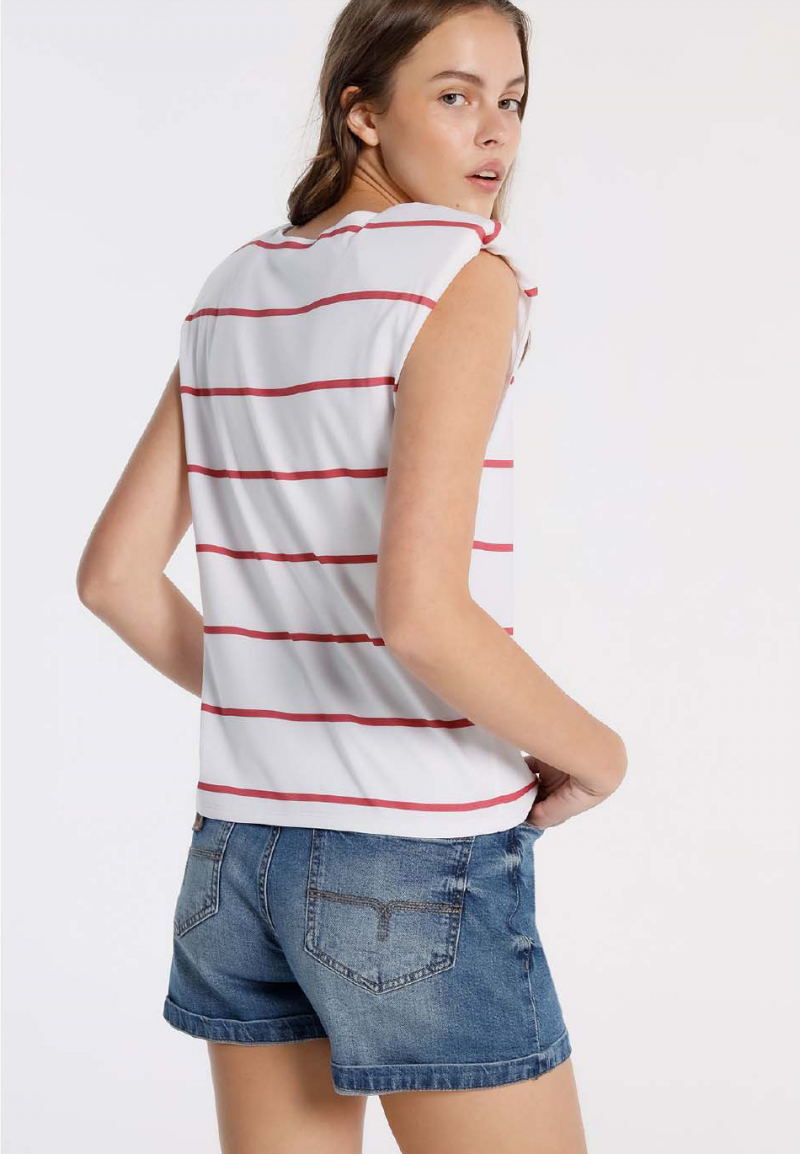Camiseta de mujer sin mangas Lois, modelo 42192/501, blanca - 2 - La Casa Dels Pantalons