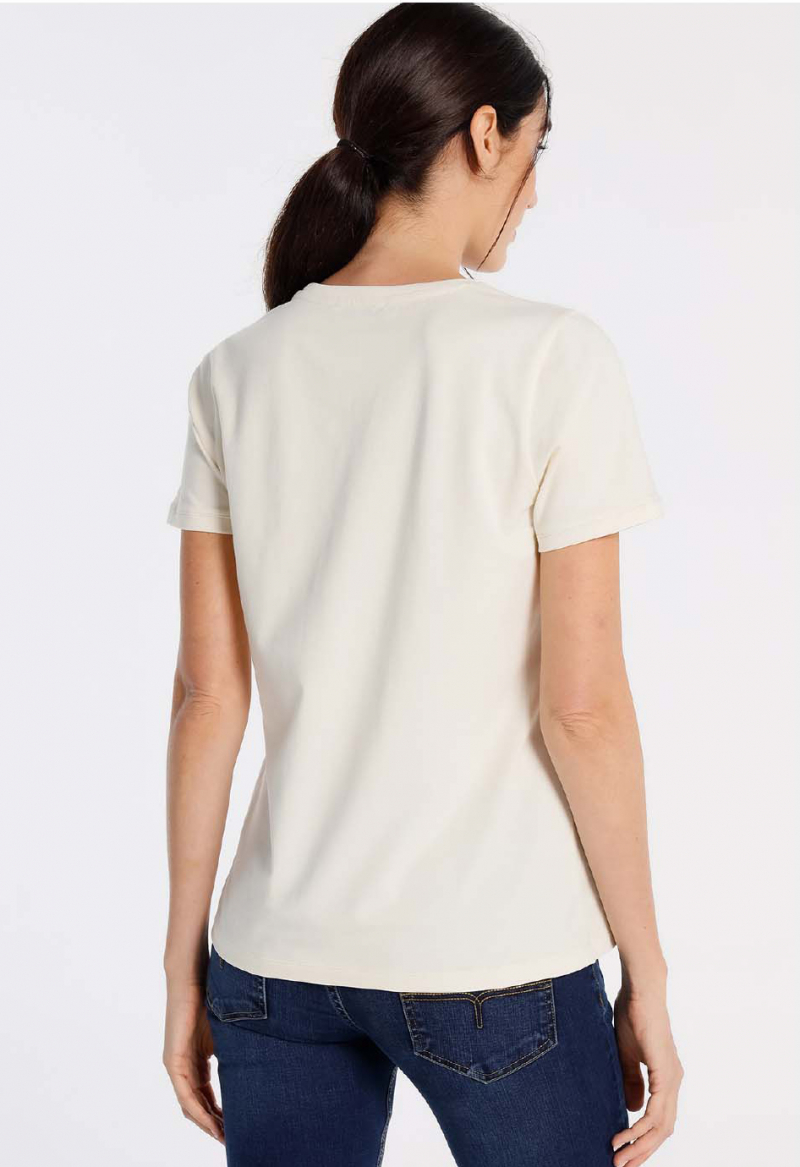 Camiseta de mujer de manga corta Lois, modelo 42179/502, beige - 3 - La Casa Dels Pantalons