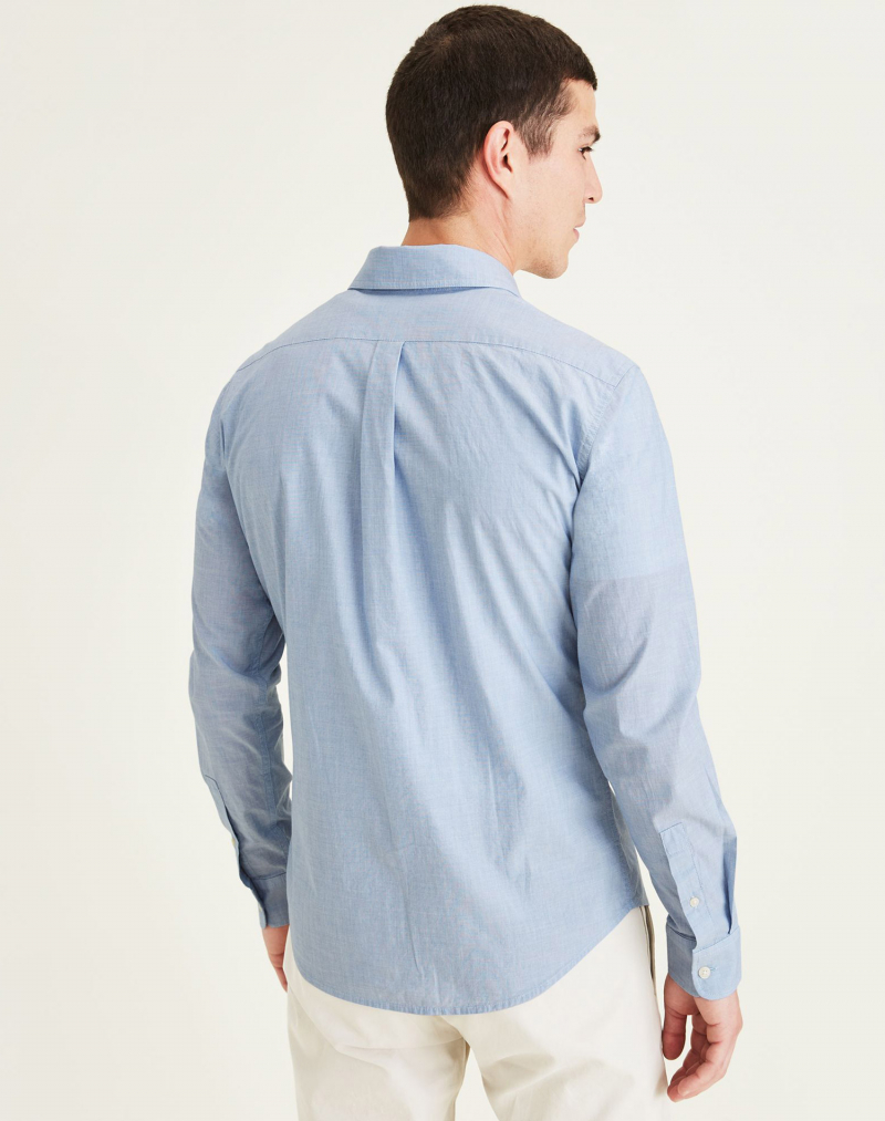 Camisa de hombre de popelín de manga larga Dockers, modelo A1114-0011, azul - 3 - La Casa Dels Pantalons