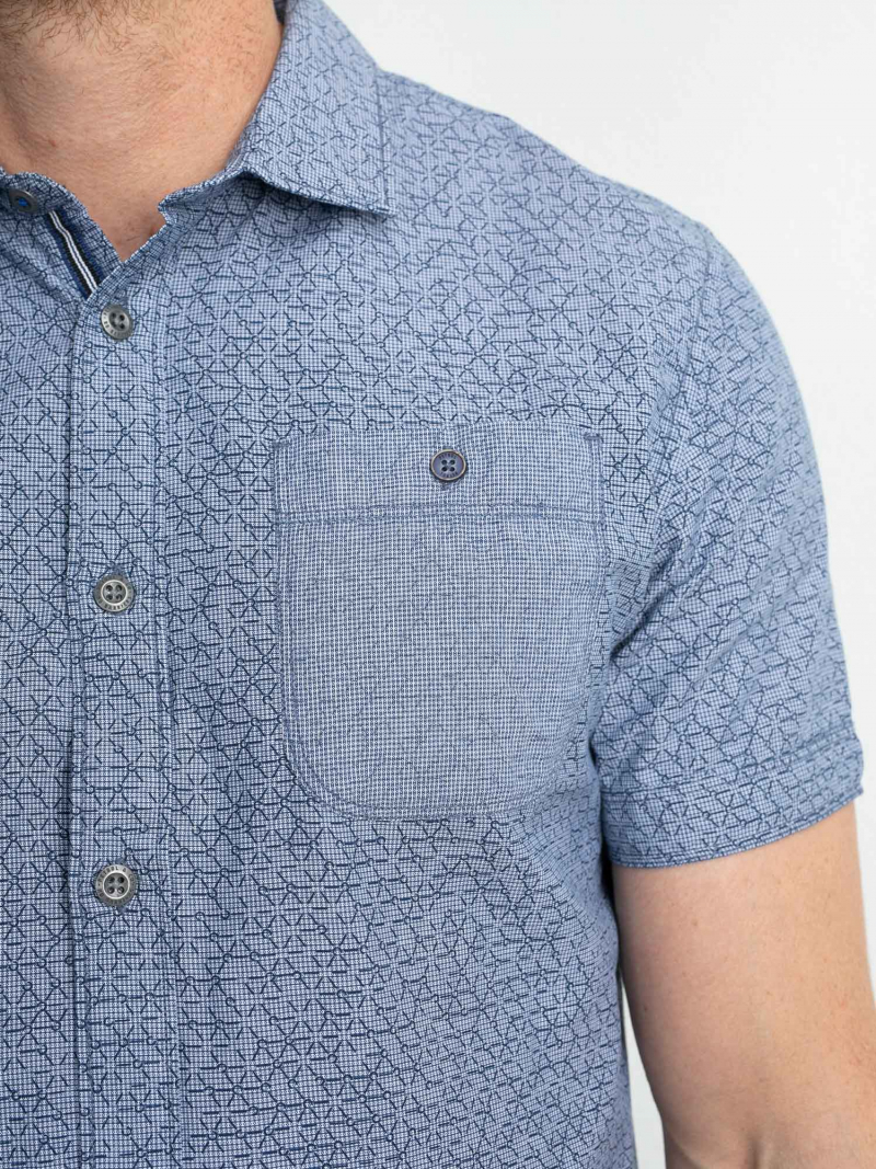 Camisa d'home de màniga curta Petrol Industries, model SIS406/5082, blava - 3 - La Casa Dels Pantalons