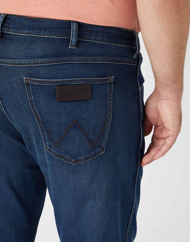 Pantalons texans d'home Wrangler Larston slim tapered, W18SCV39X, blau mig - 3 - La Casa Dels Pantalons