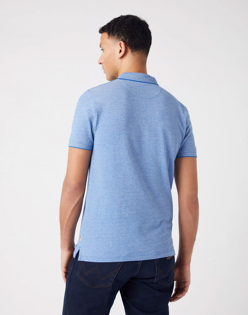 Polo piqué de hombre de manga corta Wrangler, modelo W7H7KEXV2, azul - 3 - La Casa Dels Pantalons
