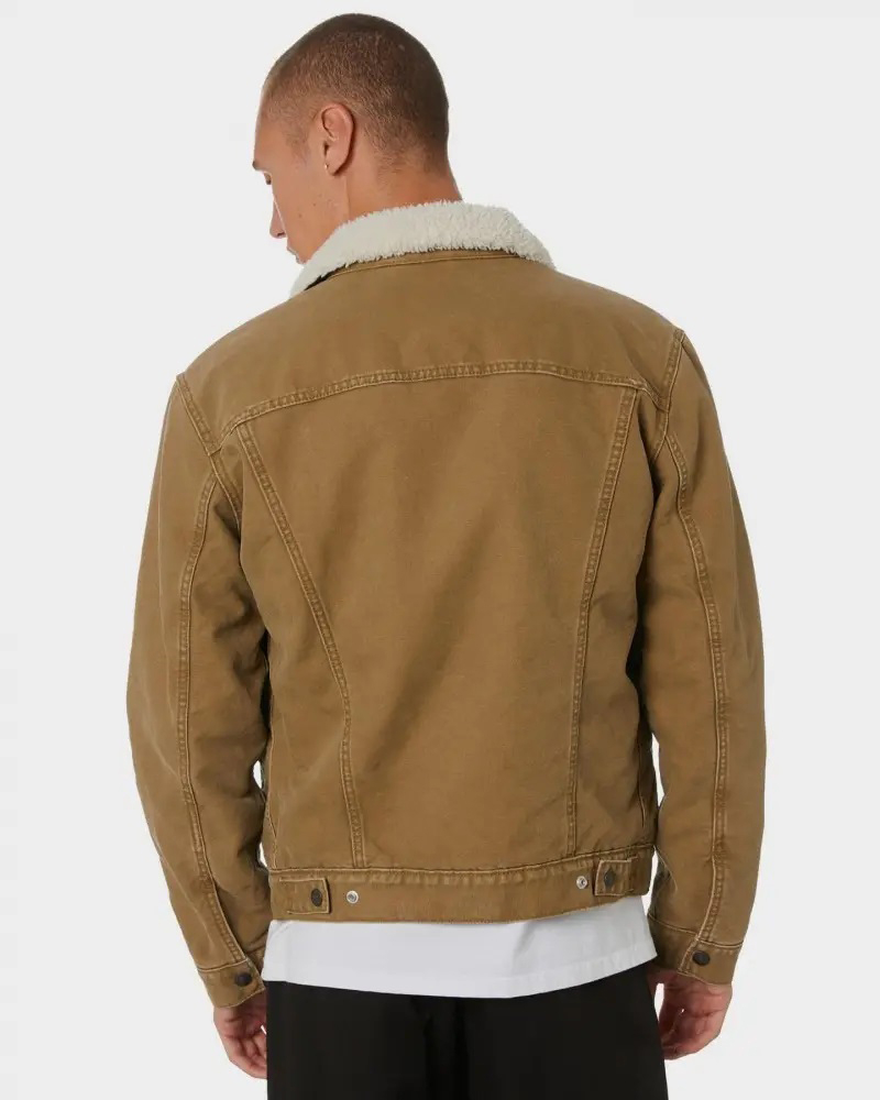 Cazadora vaquera de sarga de hombre Levi's Sherpa Trucker, modelo 16365-0158, beige - 3 - La Casa Dels Pantalons