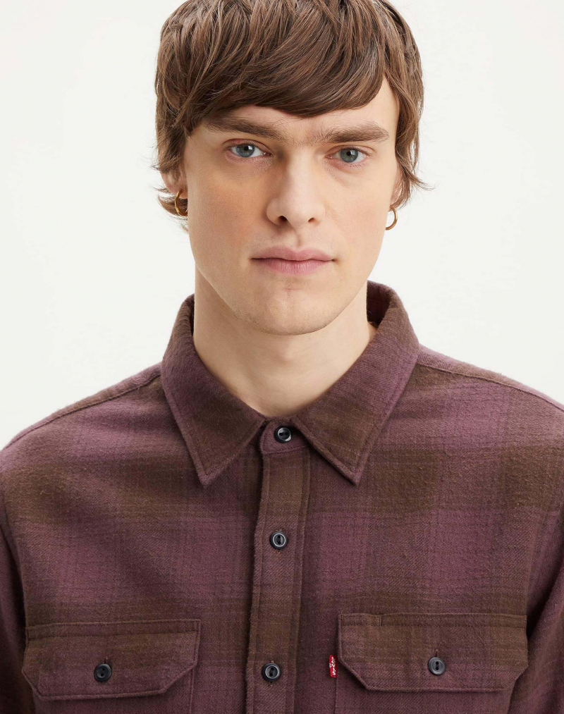 Camisa d'home de màniga llarga Levi's, model 19573-0172, de quadres bordeus - 3 - La Casa Dels Pantalons