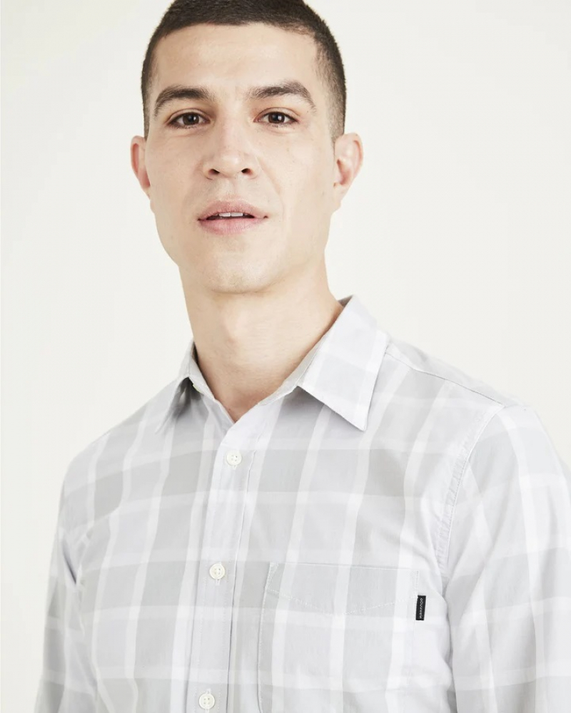 Camisa d'home de màniga llarga Dockers, model A1114-0030, de quadres grisos - 3 - La Casa Dels Pantalons