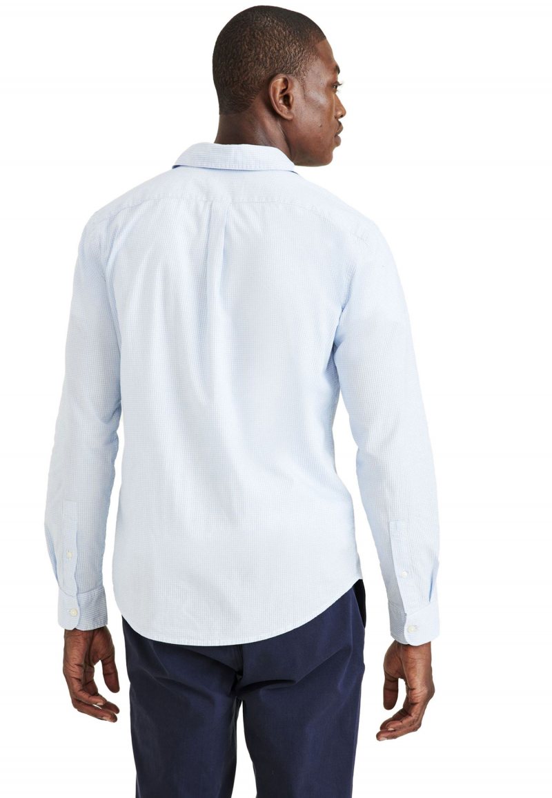 Camisa d'home de màniga llarga Dockers, model A1114-0047, de micro quadres blaus - 2 - La Casa Dels Pantalons