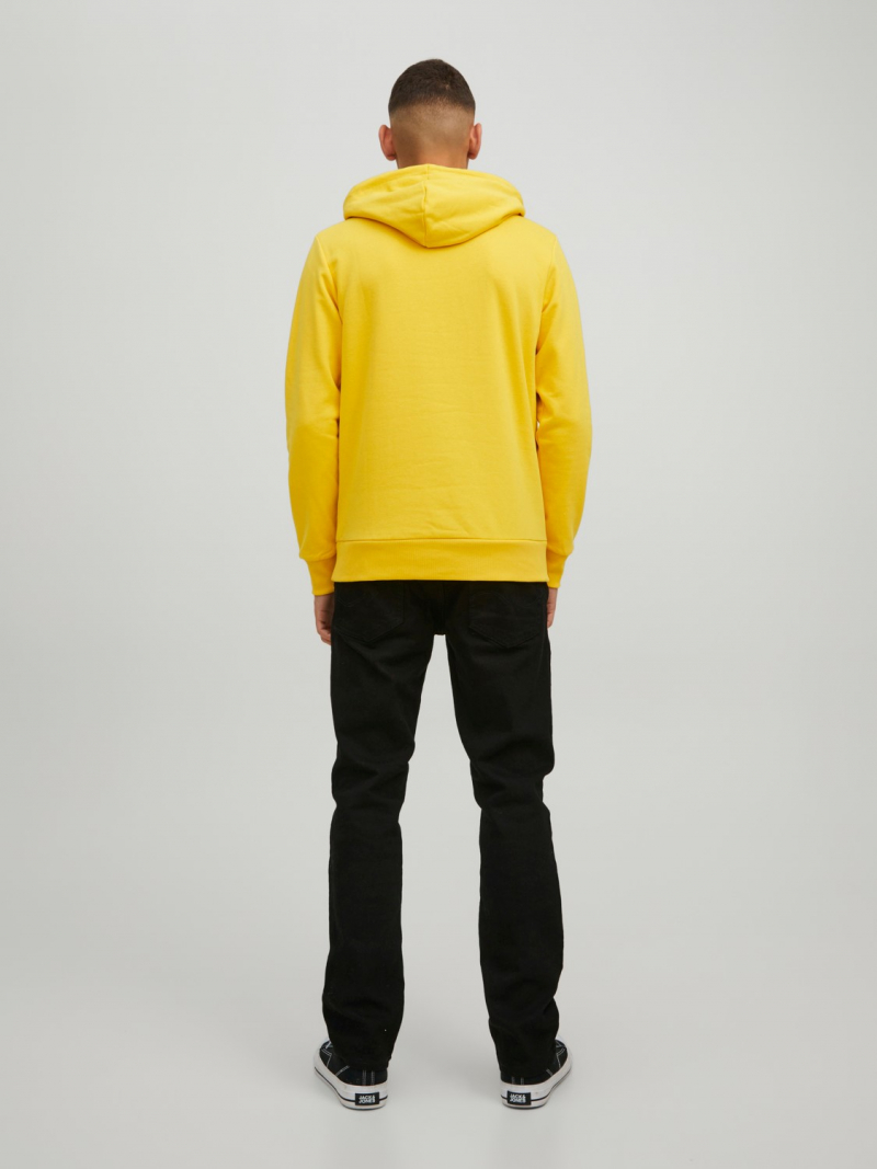 Sudadera de hombre con capucha Jack & Jones Logan, modelo 12216327, amarilla - 2 - La Casa Dels Pantalons