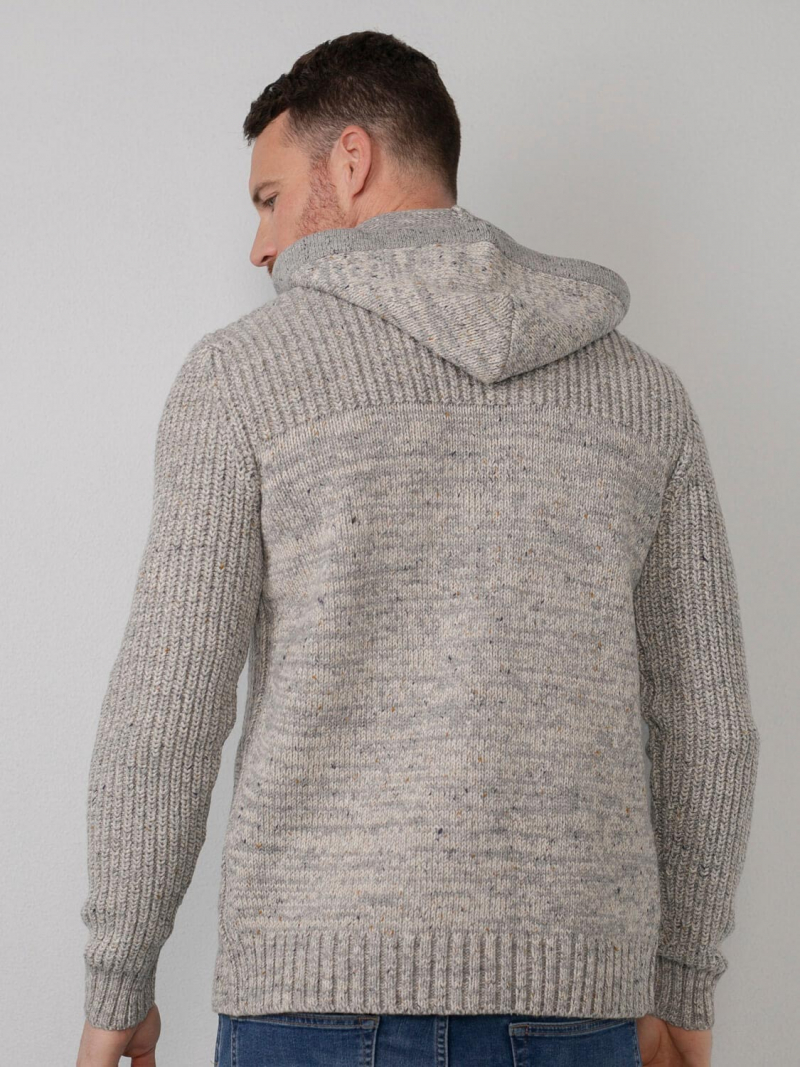 Jaqueta de punt d'home amb caputxa Petrol, model KWH210/0009, gris clar jaspiat - 3 - La Casa Dels Pantalons