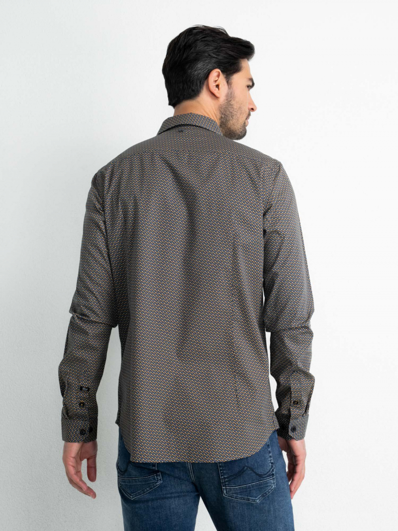 Camisa de hombre de manga larga Petrol, modelo SIL404/1098, gris con mini motivos - 3 - La Casa Dels Pantalons