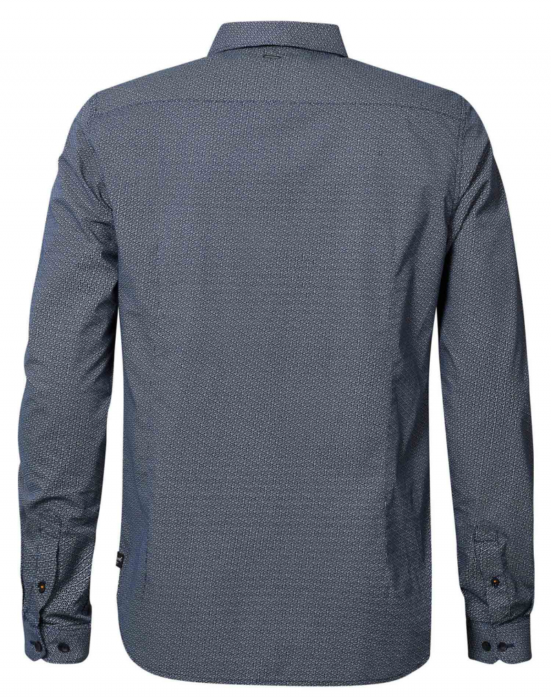 Camisa d'home de màniga llarga Petrol, SIL406/0000, blava amb mini estampat en blanc - 2 - La Casa Dels Pantalons