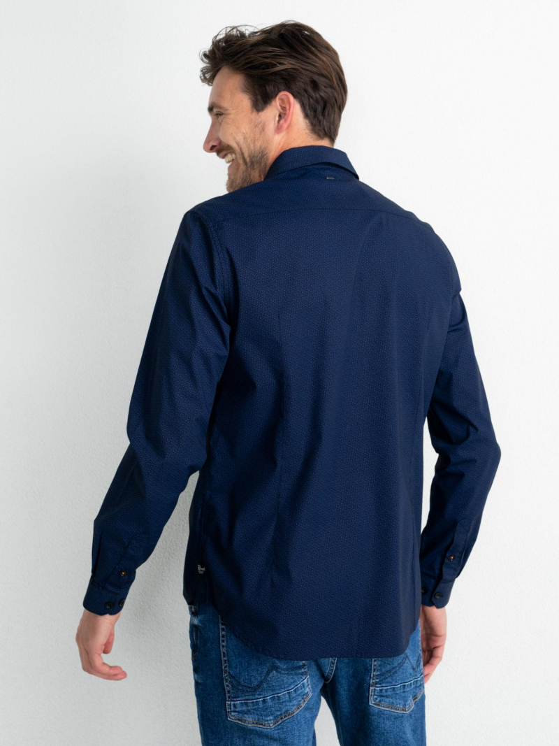 Camisa d'home de màniga llarga Petrol, model SIL406/5078, blava amb mini estampat - 3 - La Casa Dels Pantalons