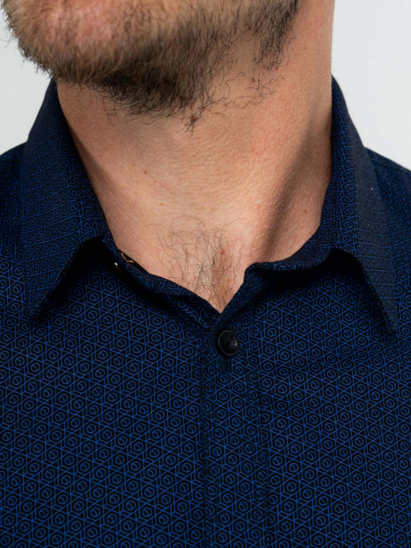 Camisa d'home de màniga llarga Petrol, model SIL406/5078, blava amb mini estampat - 2 - La Casa Dels Pantalons