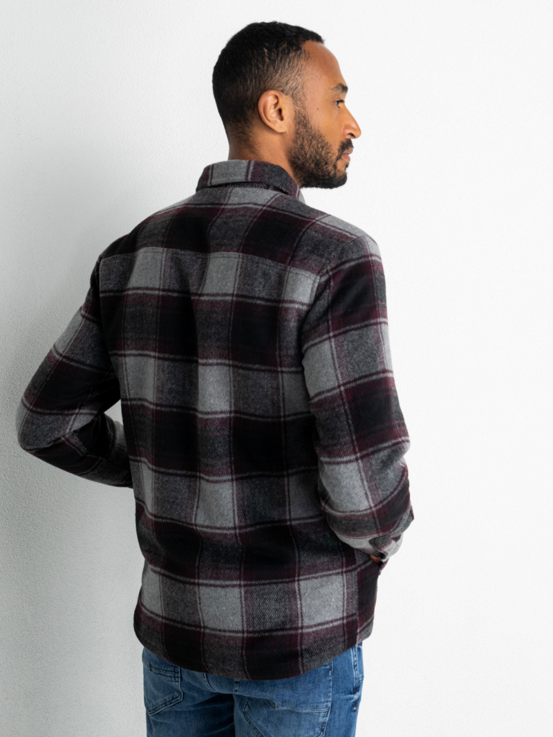 Sobrecamisa tipus jaqueta d'home Petrol, model SIL408/3118, de quadres bordeus - 3 - La Casa Dels Pantalons