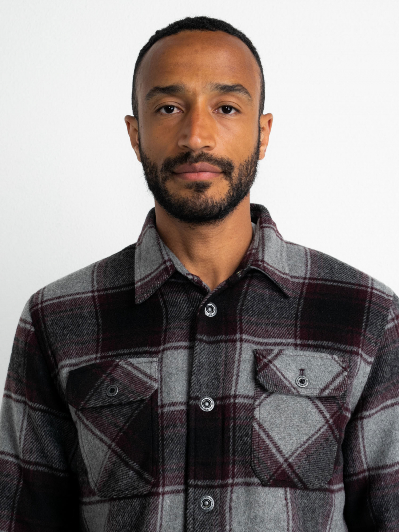 Sobrecamisa tipus jaqueta d'home Petrol, model SIL408/3118, de quadres bordeus - 2 - La Casa Dels Pantalons