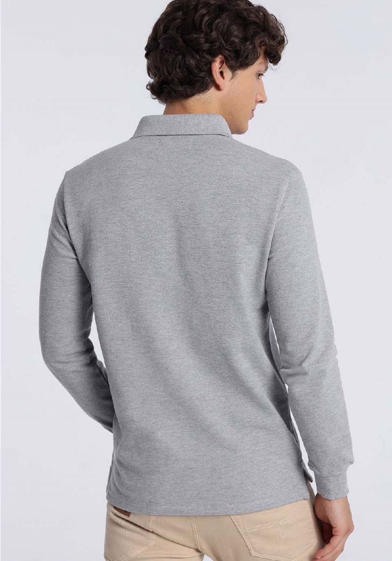 Polo piqué d'home de màniga llarga Lois, model 13033/497, gris - 2 - La Casa Dels Pantalons