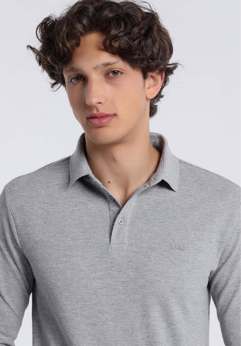 Polo piqué d'home de màniga llarga Lois, model 13033/497, gris - 3 - La Casa Dels Pantalons