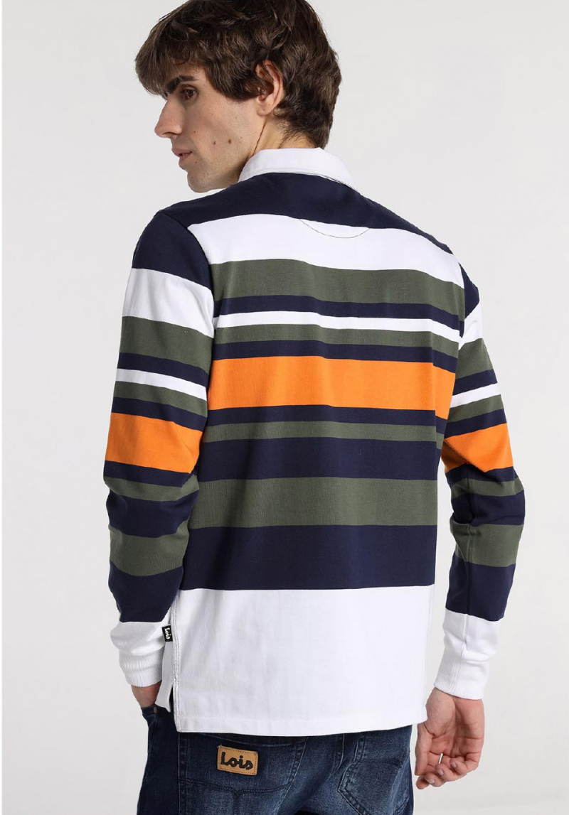 Polo d'home de màniga llarga Lois, model 13198/477, de ratlles - 3 - La Casa Dels Pantalons