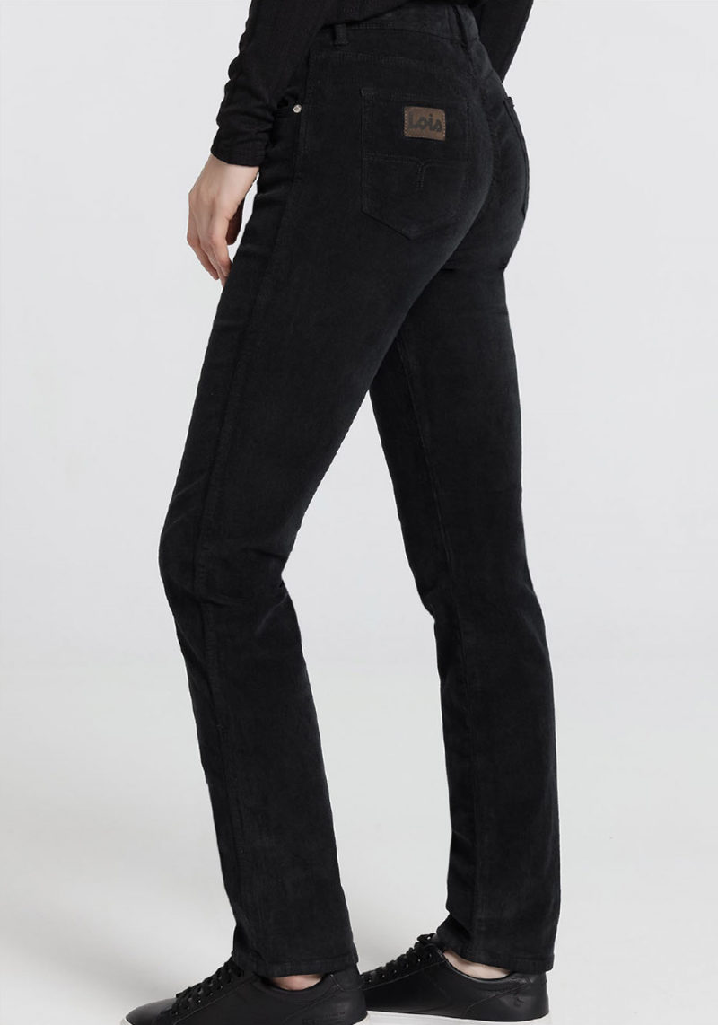 Pantalons texans de pana de dona Lois Monic straight, model 20104/599, negres - 2 - La Casa Dels Pantalons