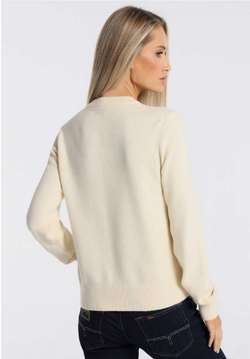Jersei de dona de coll rodó Lois, model 45273/502, blanc trencat - 3 - La Casa Dels Pantalons