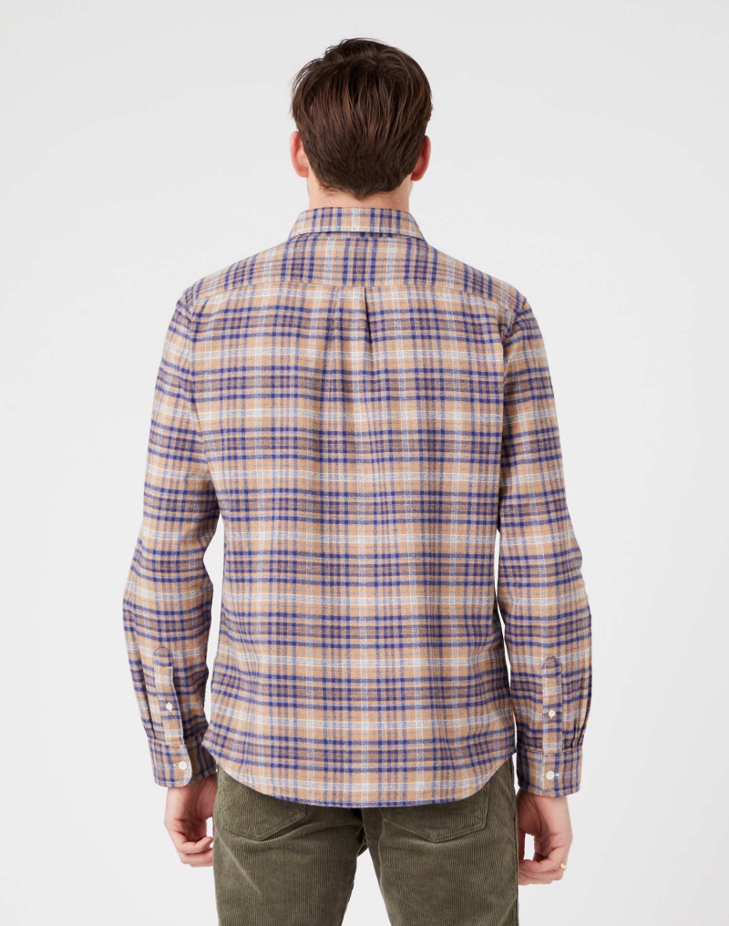 Camisa d'home de màniga llarga Wrangler, model W5A2CCB51, de quadres beix - 2 - La Casa Dels Pantalons