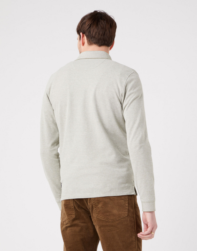 Polo de hombre de manga larga Wrangler, modelo W7F9KX1X, verde claro - 3 - La Casa Dels Pantalons