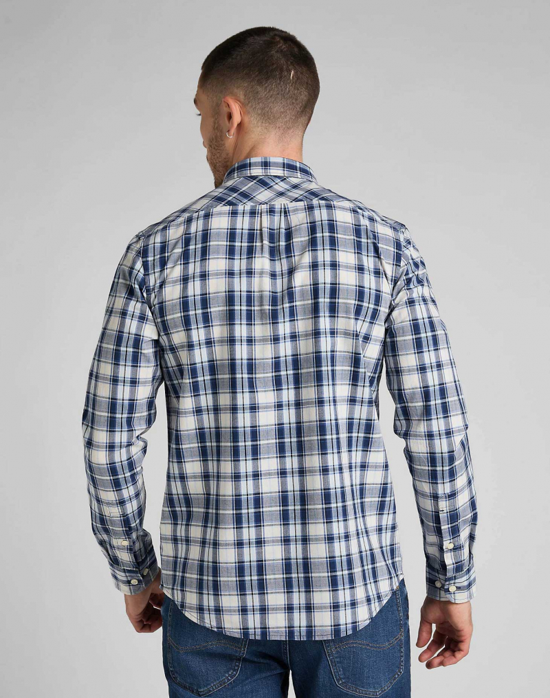 Camisa d'home de màniga llarga Lee, model L880DG35, de quadre blaus - 3 - La Casa Dels Pantalons