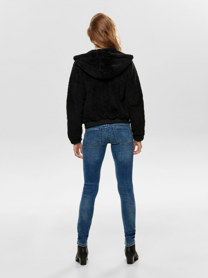 Chaqueta tipo sherpa de mujer Only Anna, modelo 15183166, negra - 3 - La Casa Dels Pantalons