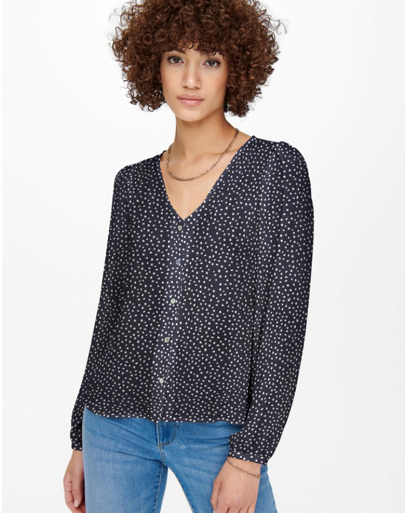 Brusa de dona de màniga llarga Only Sonja, model 15251513, estampada blau marí - 3 - La Casa Dels Pantalons