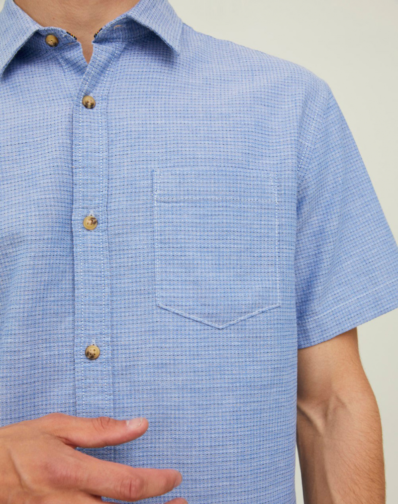 Camisa d'home de màniga curta Jack & Jones Abel, model 12235362, blava - 3 - La Casa Dels Pantalons