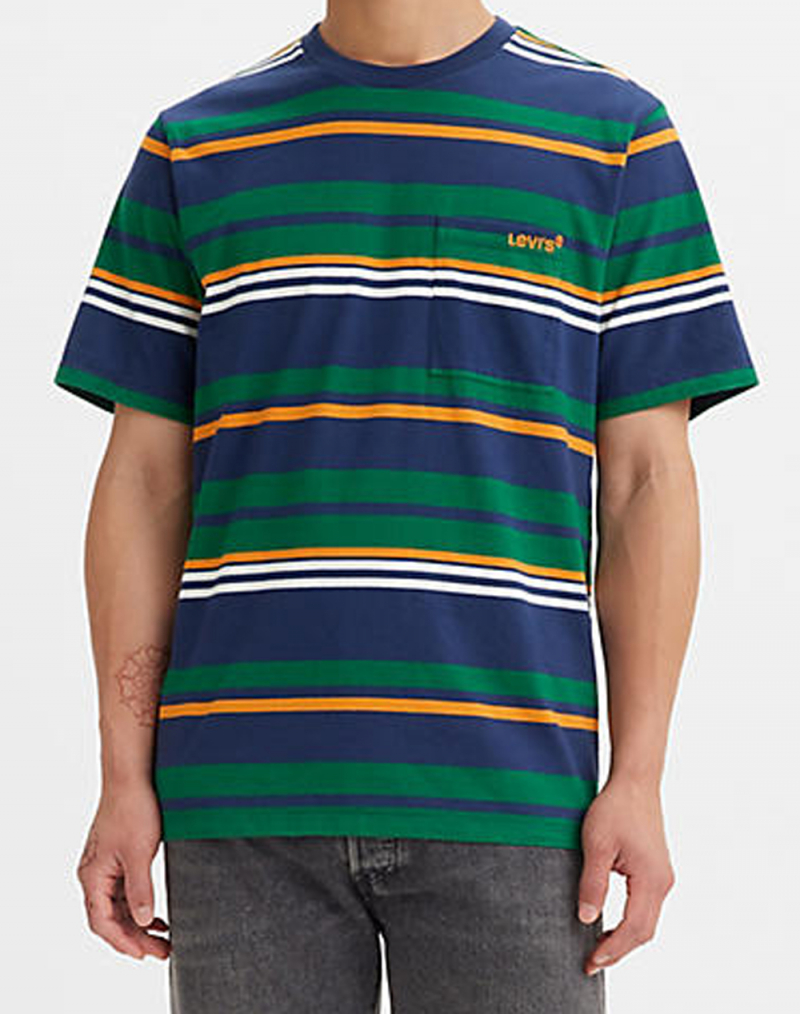 Camiseta de hombre de manga corta Levi's, modelo A3697-0005, verde con franjas de colores - 2 - La Casa Dels Pantalons