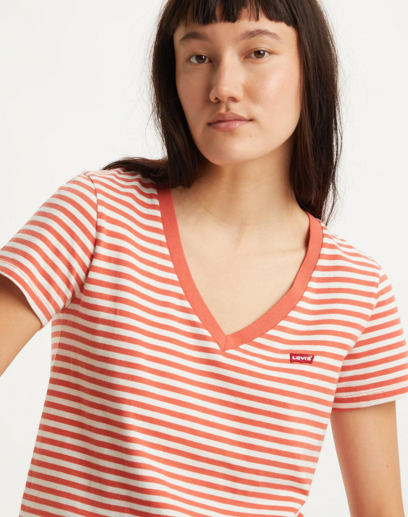 Samarreta de dona de màniga curta Levi's, model 85341-0042, de ratlles taronges - 2 - La Casa Dels Pantalons